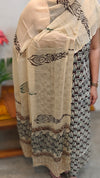 Brown and beige block printed cotton suit