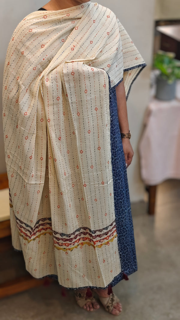 Blue and beige cotton suit