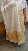 Mustard and white cotton salwar suit