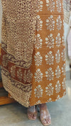 mustard block printed cotton suit