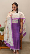 Purple printed tussar silk suit