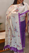 Purple printed tussar silk suit