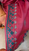 Rogue pink kutch work tussar silk saree