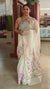 Off white brush painted organza saree