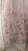 Off white brush painted organza saree