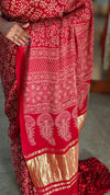 Red bandini print modal silk saree
