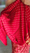 Red bandini print modal silk saree
