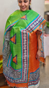 Orange and green tussar silk suit