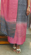 Pink and Grey tussar silk suit