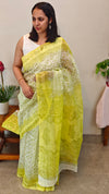 White and Yellow super net kota saree