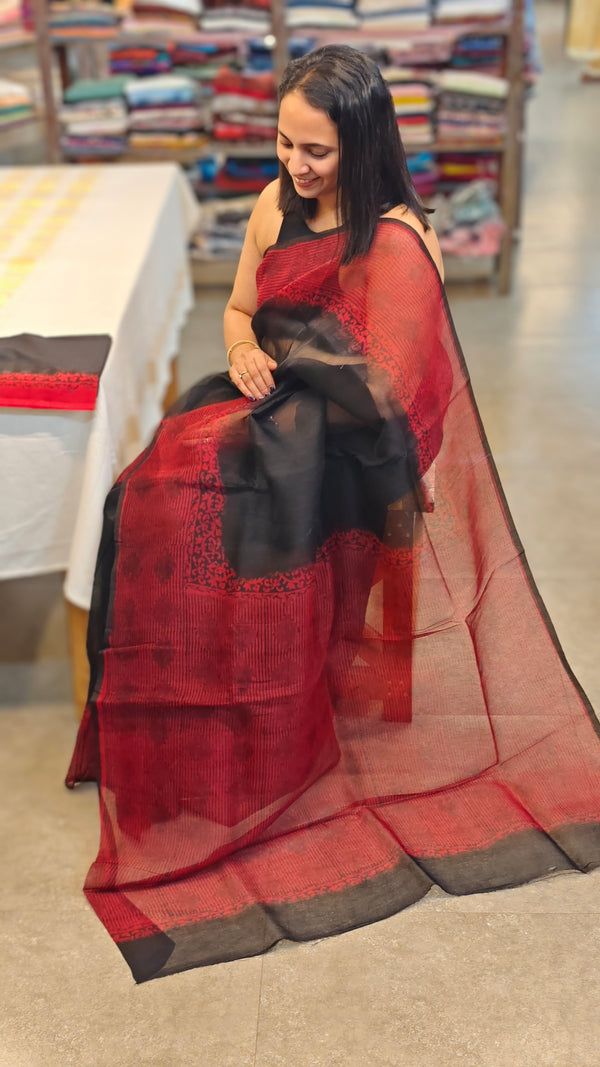 Black and Red super net kota saree