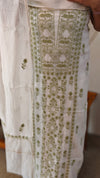 Milky white and Green mal chanderichikankari suit