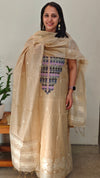 Light Beige Linen Chanderi salwar suit