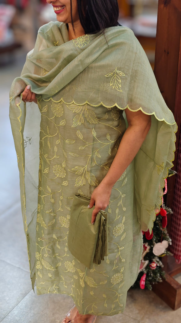 Sage Green net kota suit