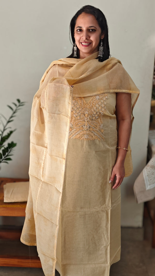 Beige net kota salwar suit