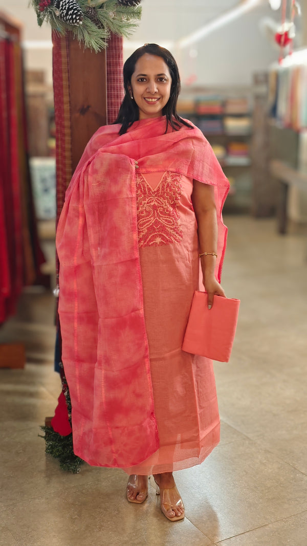 Pink net kota salwar suit
