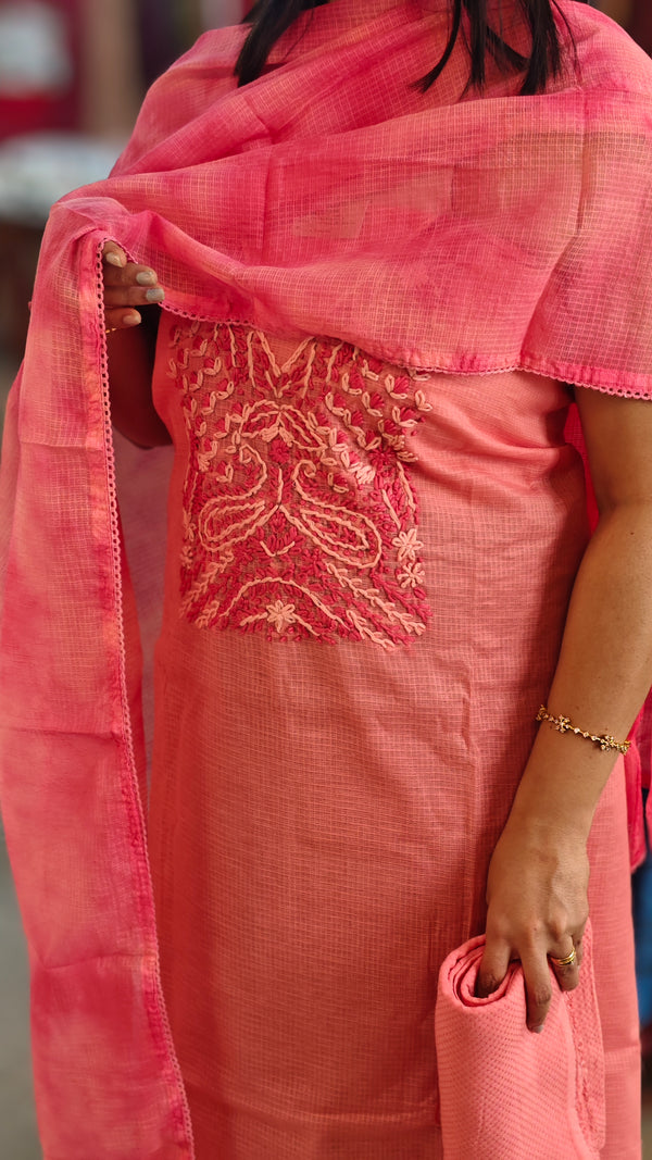 Pink net kota salwar suit