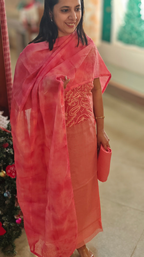 Pink net kota salwar suit