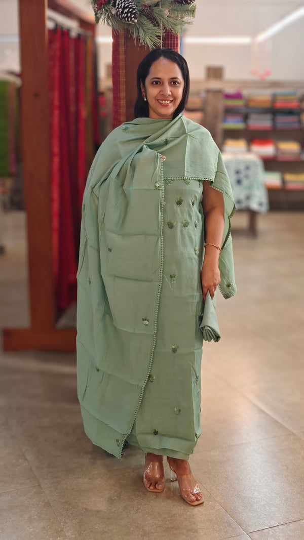 Basil green muslin salwar suit