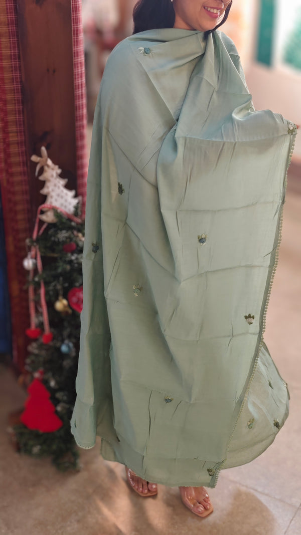 Basil green muslin salwar suit