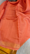 Rust orange checked muga tussar silks saree - CXW12