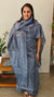Bluish grey tussar silk suit with embroidery