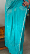 Teal blue mul chanderi chikankari suit - E910