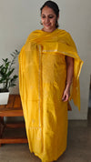 Mustard yellow mul chanderi chikankari suit - E910