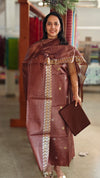 Chocolate brown tussar silk suit