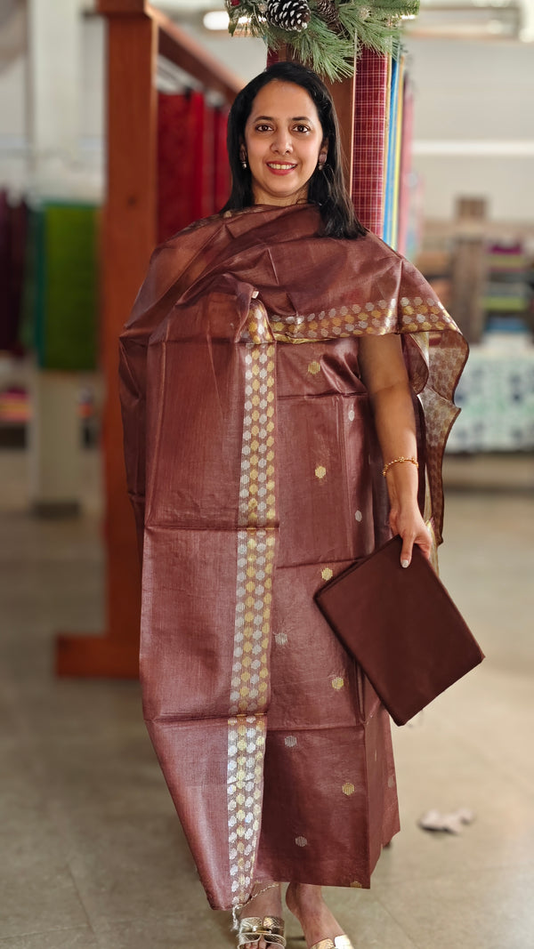 Chocolate brown tussar silk suit