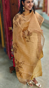 Mustard embroidered net kota suit