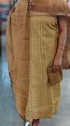 Mustard embroidered net kota suit