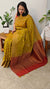 Green mustard and maroon Linen banarasi saree