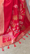 Red jamdani Matka silks saree - CL238