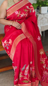 Red jamdani Matka silks saree - CL238