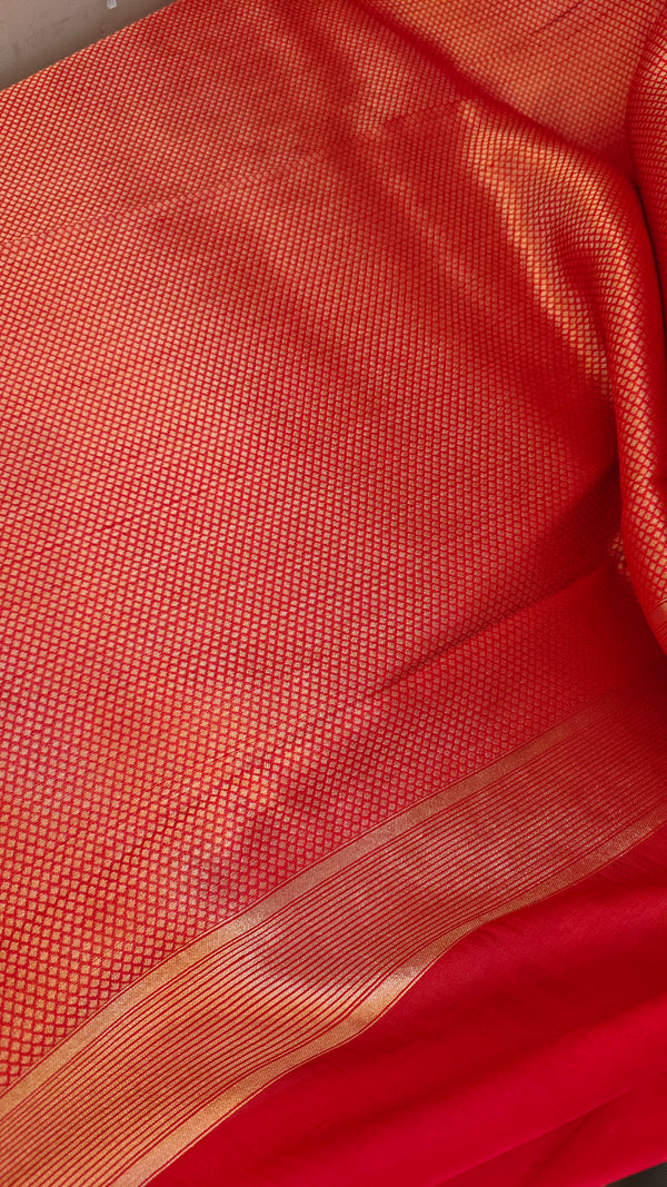 Red jamdani Matka silks saree - CL238