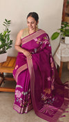 Deep Magenta/Vadamalli Matka silk jamdani saree - CL238