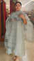 Powder blue embroidered net kota suit