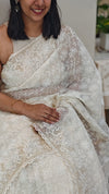 Off white tepchi kota cutwork saree