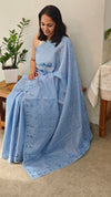 Light blue tepchi kota cutwork saree