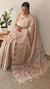 Hand painted desi tussar silk saree - Lilac and orange