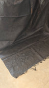 Jet Black Off lined noil tussar silks saree - LNC08