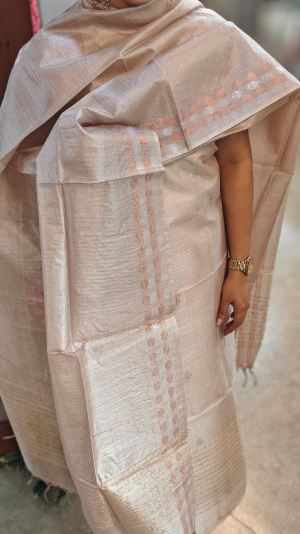 Dull silver Tussar silk suit