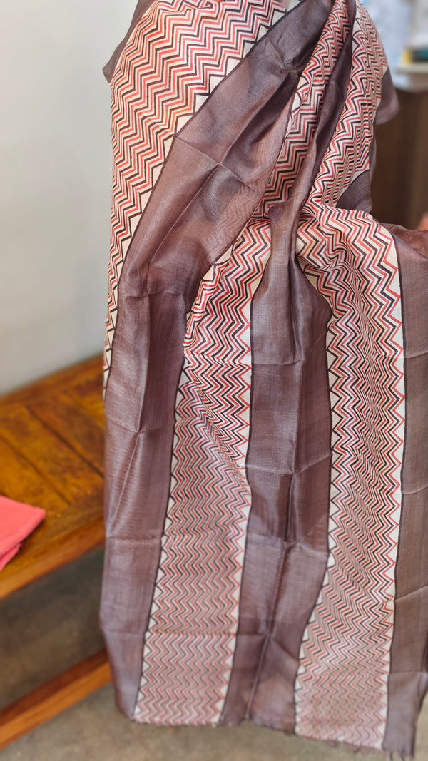 Dark Brown tussar silk suit