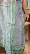 Powder blue and green tussar silk suit