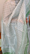 Powder blue and green tussar silk suit