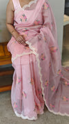 Baby pink Tissue organza saree