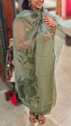 basil green net kota suit