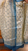 Pale pista green and blue tussar silk suit