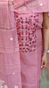 Pink linen chanderi suit